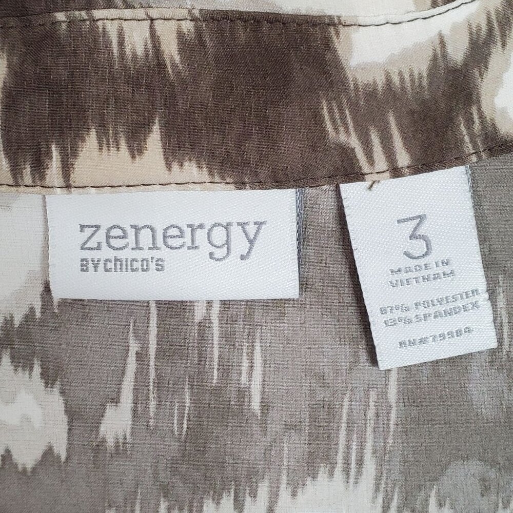 Zenergy 3 Size XL Jacket Lightweight Animal Print Zip Front 3/4 Sleeve Pockets - Picture 3 of 8
